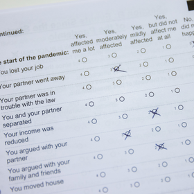 A page of a questionnaire with some boxes ticked